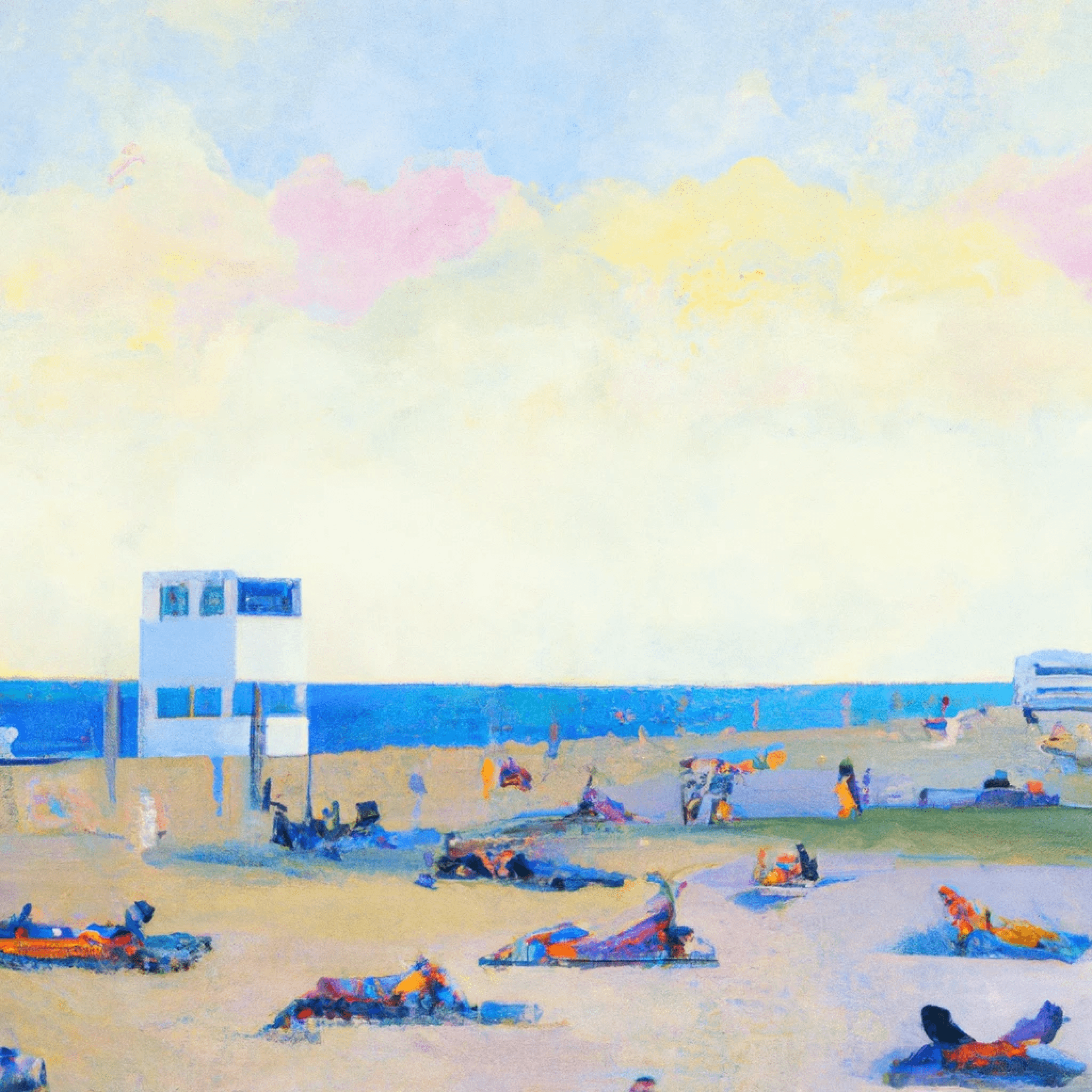 Beachfront by Lucena Vellori — digitally constructed coastal scene with architecture